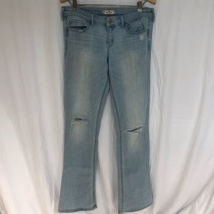 Hollister Flare Leg Distressed Light Wash Jeans